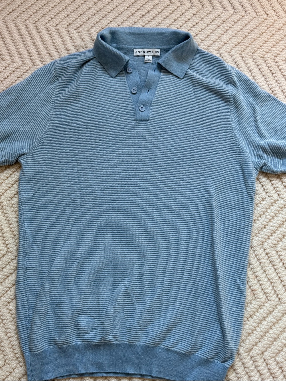Men's Blue Short-Sleeve Polo Knit Shirt